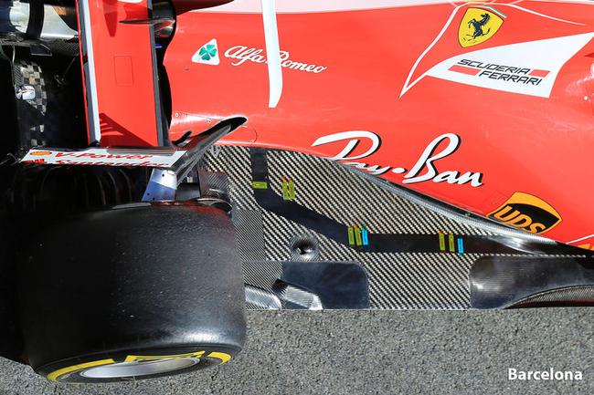 冬测开始，法拉利赛车底板上伴随温度感应装置的碳纤维条